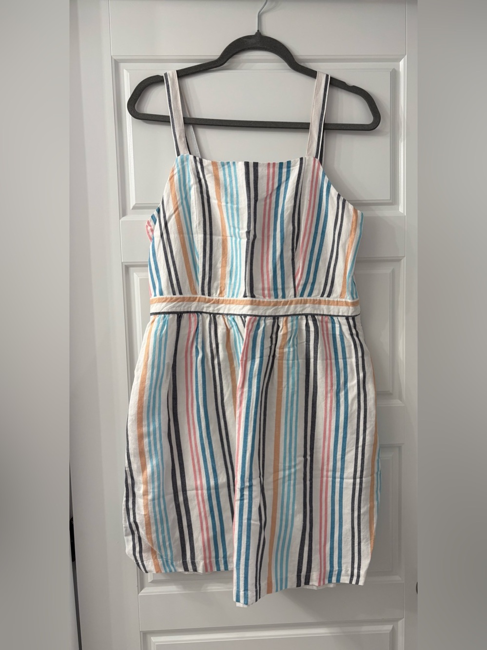 LOFT Striped Pastel Sleeveless Dress in Blue, Pink & Black